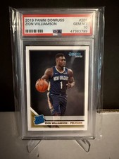 2019-20 NBA Panini Donruss Zion Williamson #201 Rated Rookie Card PSA 10 GEM MT. rookie card picture