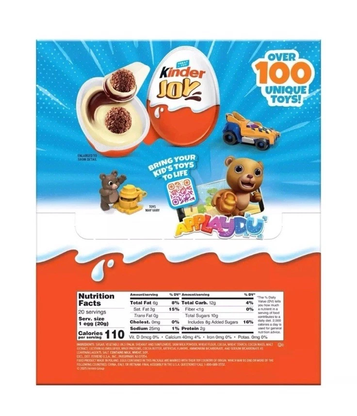 Huevos sorpresa de chocolate blanco Kinder Joy Everyday 0,7 oz (paquete de 20) Foto 2 de 3