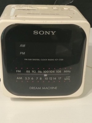 Sony Dream Machine ICF-C120 White Cube Alarm Clock AM/FM Radio Tested Works!