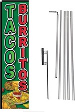 Tacos Burritos Mexican Resturant Advertising Rectangle Feather Banner Swooper...