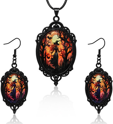 Mystischer Hexenschmuck,Gothic Mystery Witch Cameo Ohrringe Fledermaus Glasanhän