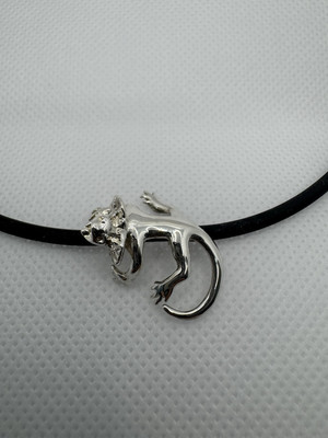 925 Solid Sterling Silver FRILLED NECK LIZARD Pendant on 42cm Rubber Necklet