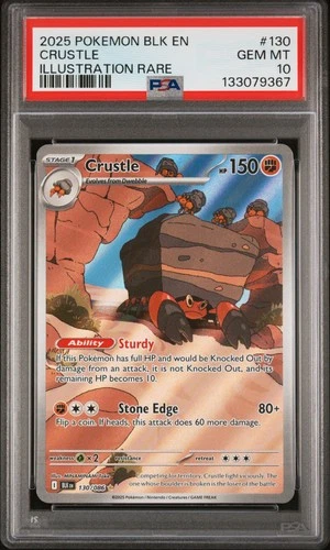 2025 POKEMON BLK EN-BLACK BOLT ILLUSTRATION RARE #130 CRUSTLE PSA 10
