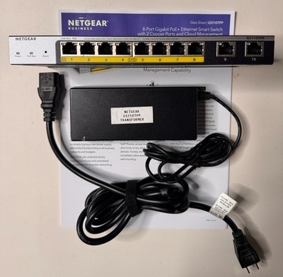 Netgear GS110TPP 8-Port Gigabit PoE+ & 2-Port Copper Smart Managed Switch, Used