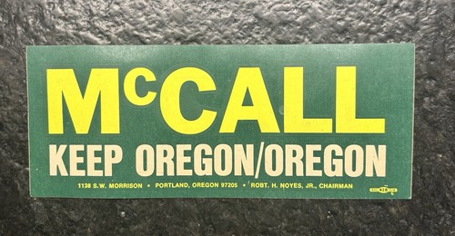 (Choice) Vintage 1970 Tom McCall Governor 'Keep Oregon Oregon' Sticker Campaign