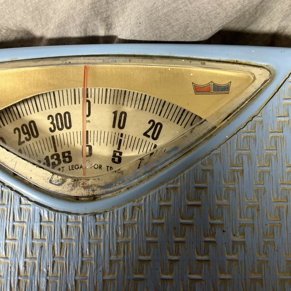 Báscula de baño vintage de metal Sears textura tejida azul hecha en EE. UU. AÑOS 60 70 Foto 4 de 4