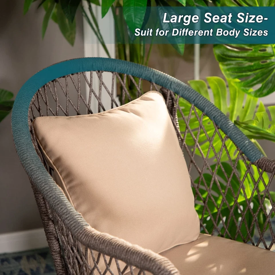 Sillas de patio de 3 piezas Sillas de exterior Silla de patio Silla de jardín con mesa redonda Foto 3 de 4