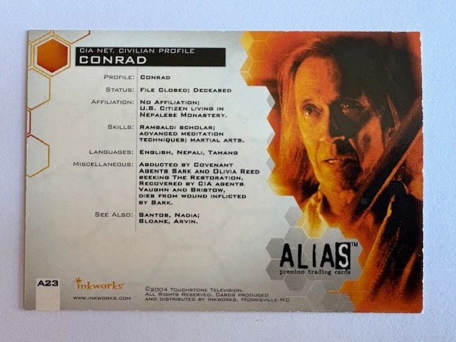 Alias Autograph card David Carradine as Conrad A23 - Image 2 of 2