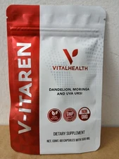 Vital Health V-ITAREN Supplement 30 Capsules Dandelion Moringa & Uva Ursi New 