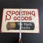 VINTAGE SPORTING GOODS BLACK SHELLS GASOLINE MOTOR OIL PORCELAIN SIGN — photo 4