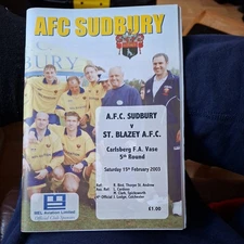 15/2/2003 AFC Sudbury v St. Blazey FA Vase Programme