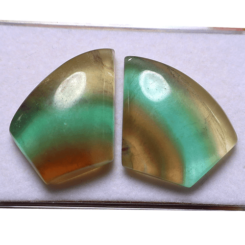 2 PC \\ 1 Pair Natural Rainbow Fluorite Hi-Quality 27mm-28mm Cabochon Gemstones - Picture 9 of 11