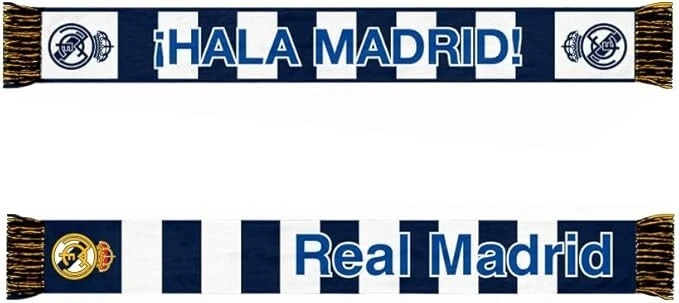 Real Madrid C.F. 2025 Bufanda de fútbol con licencia oficial blanca con estampado azul 03 Foto 3 de 3