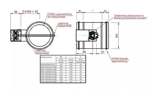 Absperrklappe Ø80-200 Motor dichtschließend Lufberg DA02N220 230V Belimo CM - Bild 5 von 6