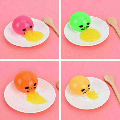 Squishy Puking Egg Yolk Squeeze Ball With Yellow Goop Anti-Stress Relief Toy - Picture 3 of 21