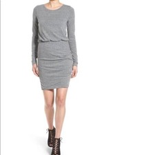 Leith Blouson Ruched Long Sleeve Bodycon Dress M