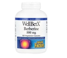 Natural Factors, WellBetX, Berberine, 500 mg per cap, 120 Vegetarian Capsules