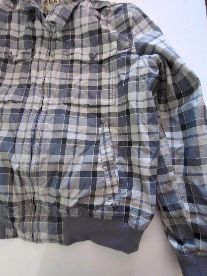 Chaqueta grande American Rag Cie X, bombardero, cuadros, estilo vintage Foto 3 de 4