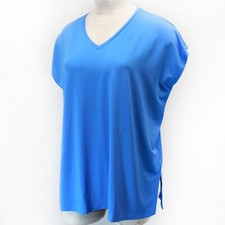 Eileen Fisher Plus Size Blue Jersey V-Neck Sl...