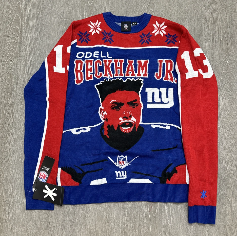 Suéter New York Giants Hombres Mediano Feo Navidad Suéter Odell Beckham Jr. Foto 4 de 4