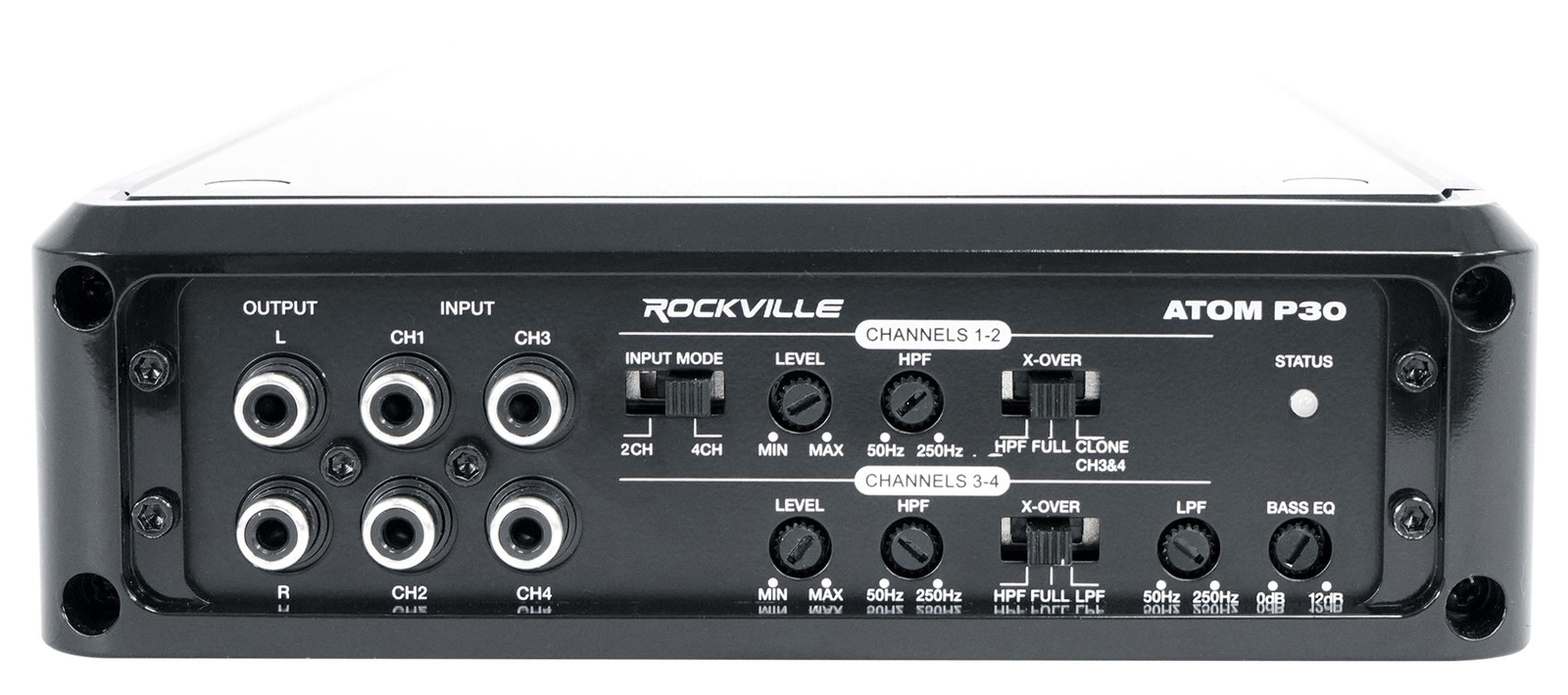 Rockville ATOM P30 2400 Вт 4-канальный морскойквадроциклавтомобильный усилитель вольтметр