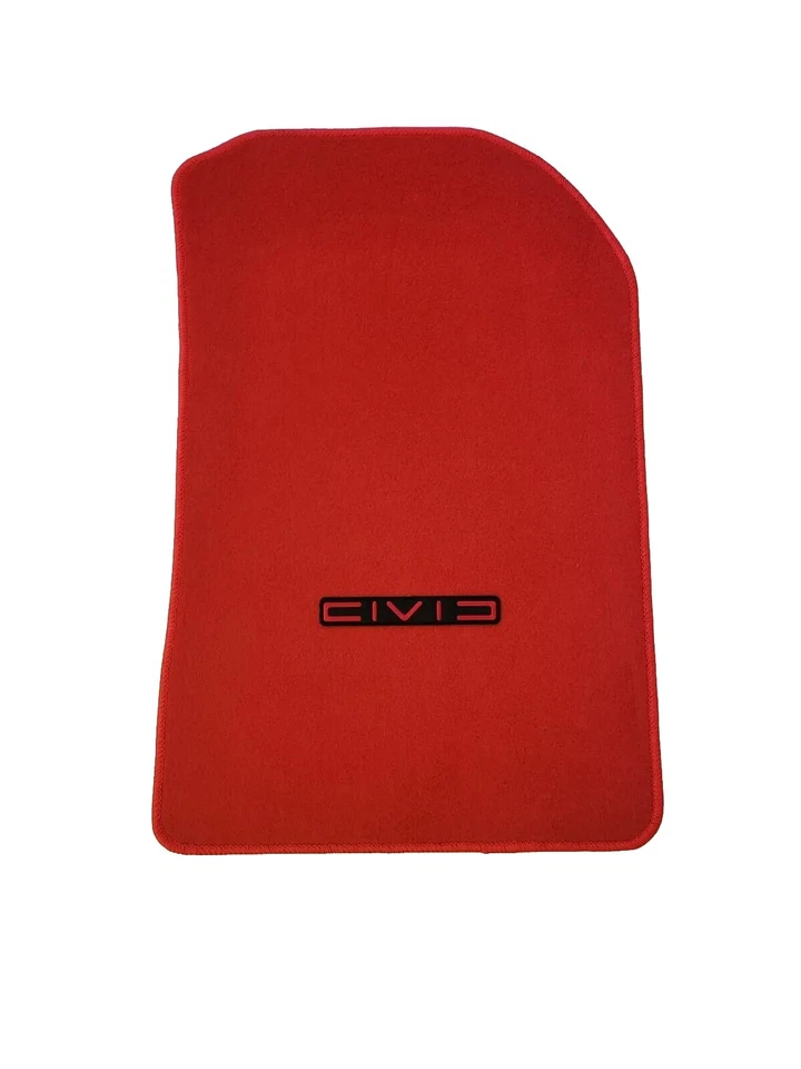 Alfombrilla alfombrillas de nailon rojo con emblema para Honda Civic 2 4 puertas 06-11 Foto 3 de 4