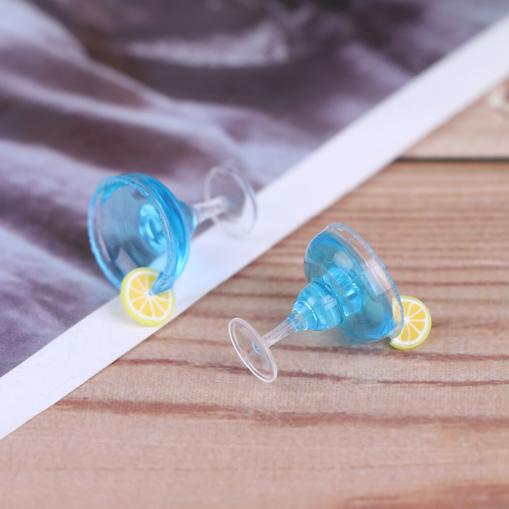 2x 1:12 Dollhouse miniature blue cocktail cup simulation drink glass ...