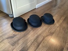 3 Hats In The Belfry Tammany Bowler Derby 100 Wool Hat Black Sz XL One NEW