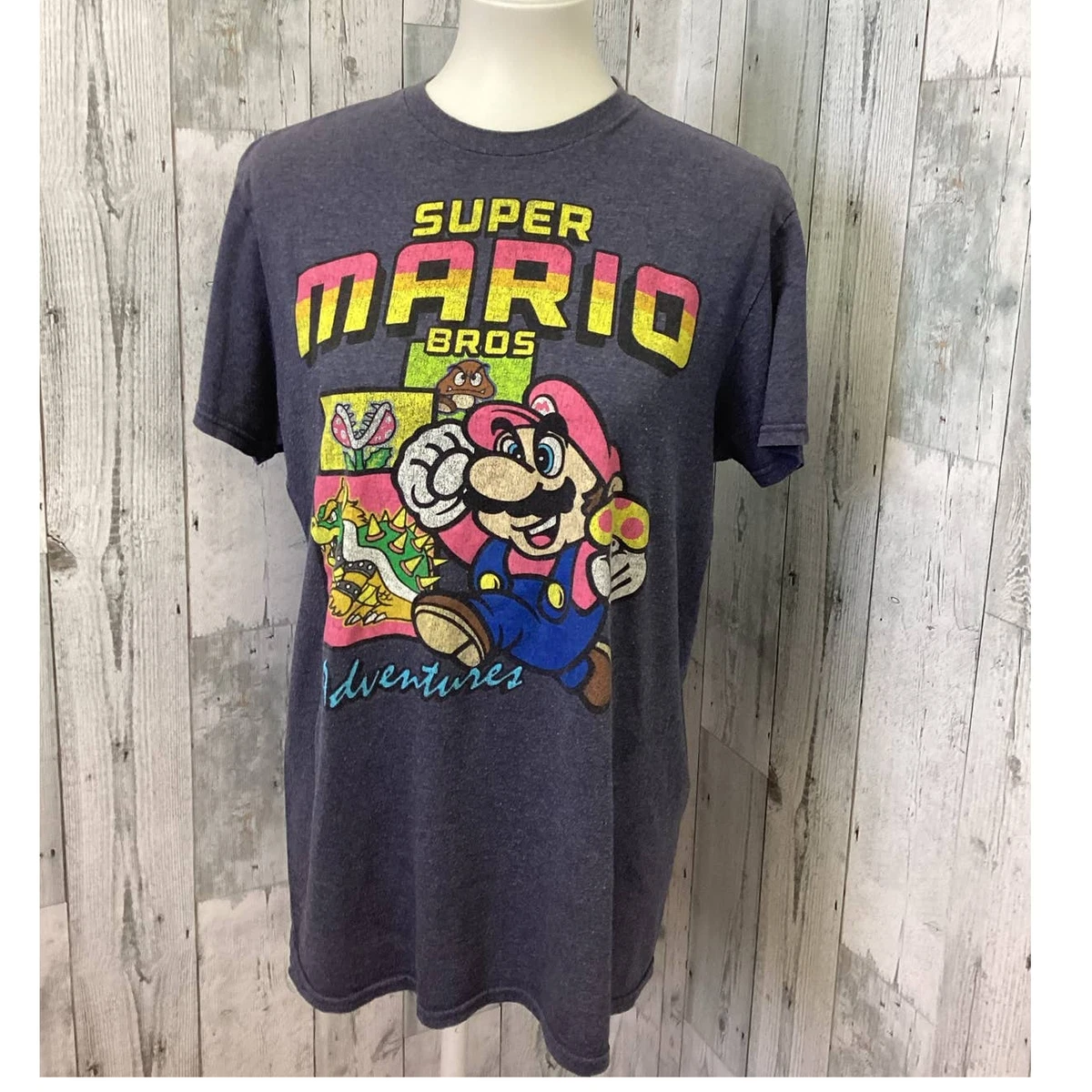 Super Mario Bros Medium Cotton Blend Short Sleeve Bowser Goomba