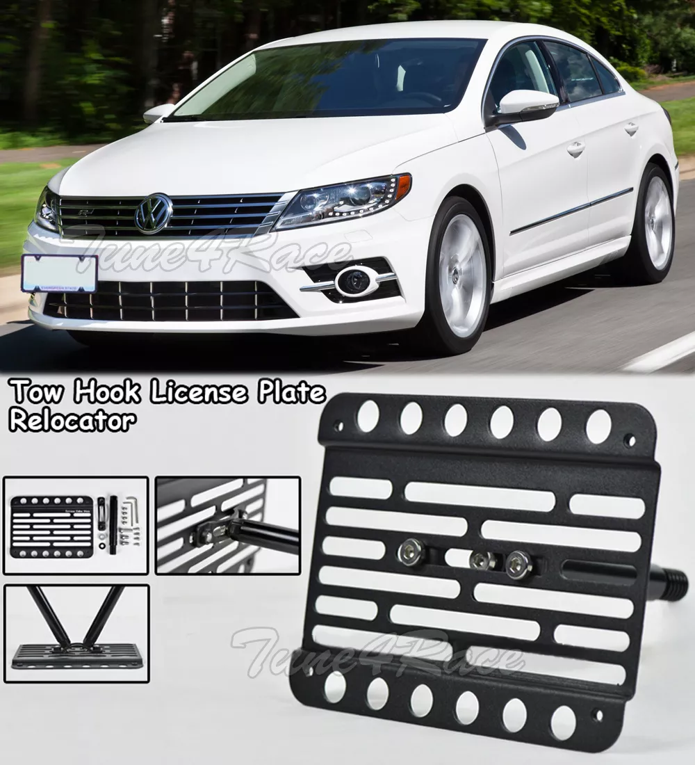 For 13-17 VW Volkswagen CC Front Bumper Tow Hook License Plate Bracket Mount