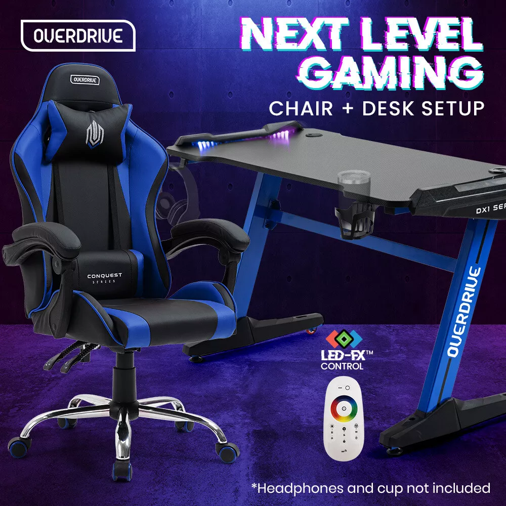 OVERDRIVE Gaming Office Chair and Desk Combo Computer Ergonomic