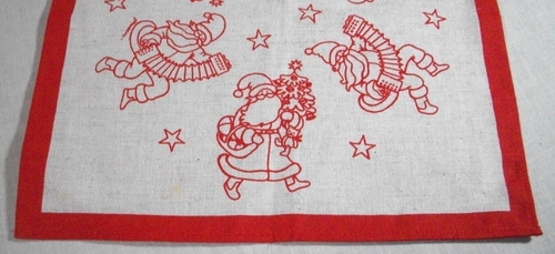 SWEDISH CHRISTMAS TOMTE SANTA DESIGN 12.25" X 12.75" DOILY ALMEDAHLS SWEDEN - Picture 3 of 6