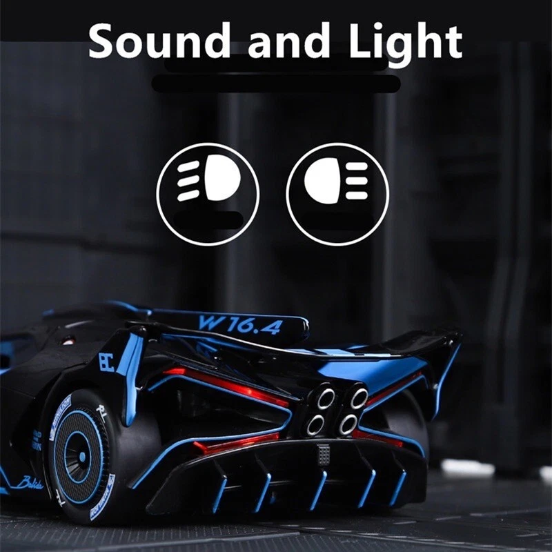 1:24 Bugatti Bolide Alloy Sport Car Model Diecast Metal Model Toy Sound & Light - Image 3 of 4