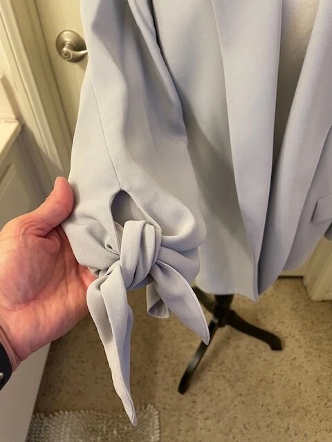 Blazer Lafayette 148 New York para mujer gris manga corbata frente abierto talla 14 Foto 2 de 4