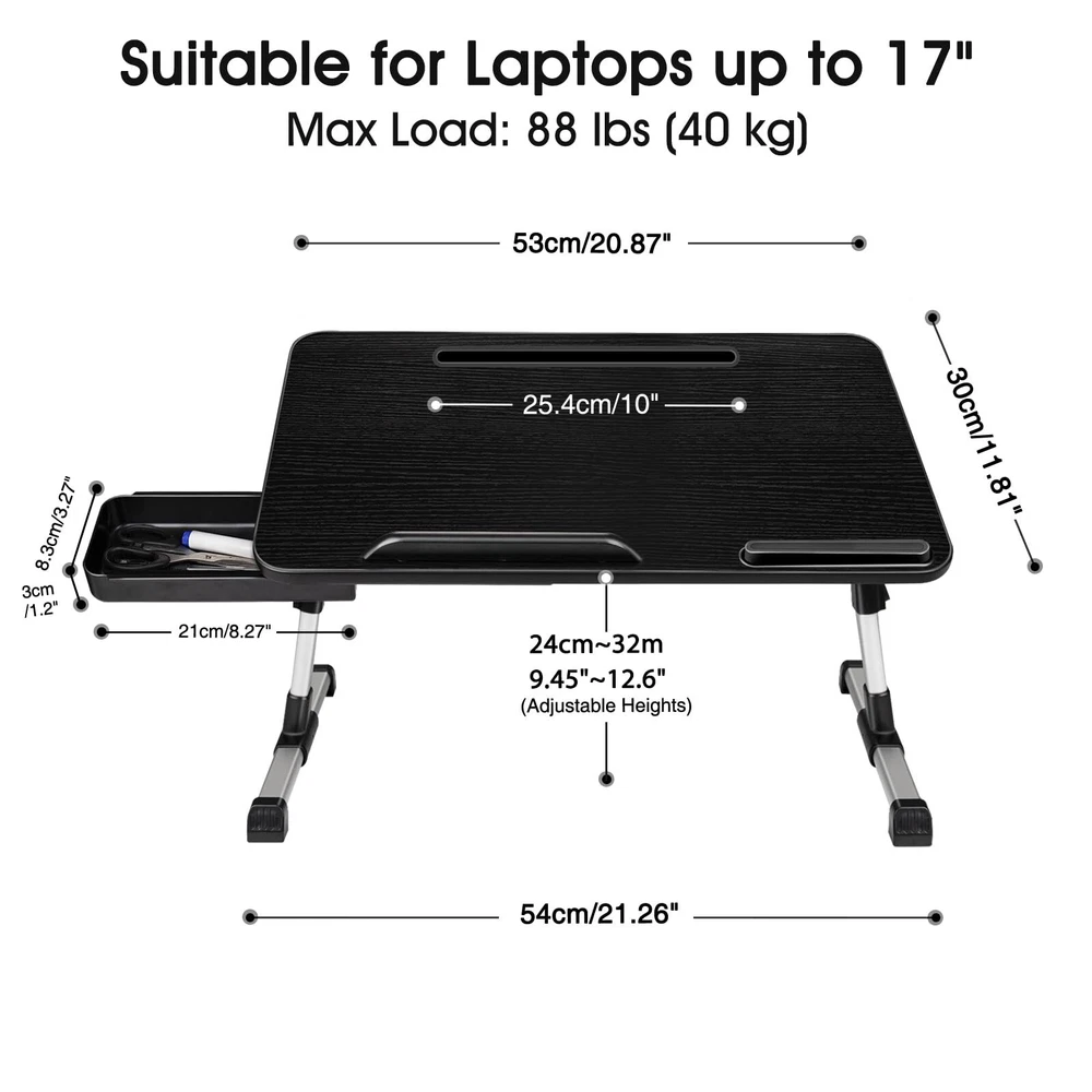 Laptop Stand for Bed, Adjustable Height and Angle, Laptop Lap Desk with Table...