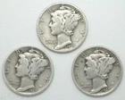 1939-P-D-S Winged Liberty Mercury Silver dime mint year set of 3 coins