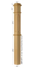 ARP-4375 Poplar Actual Raised Panel Box Newel Post