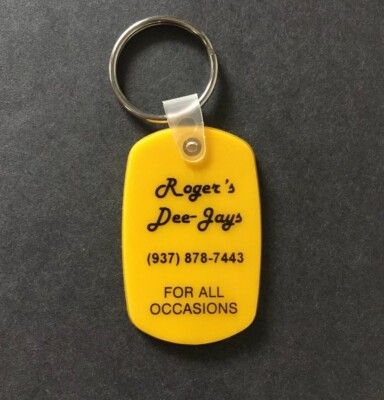 Vintage Keychain ROGER S DEE- JAYS Key Ring Fob DJ Music   Made in USA
