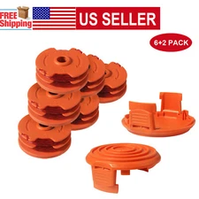 For WORX WA0007 Dual Grass Trimmer Spool Line  WG105/6/8/9 WG112 6 Spool+2 Cap