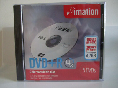 New Quantity 5 Imation DVD+R/RW Recordable DVDs With Jewel Cases