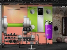 3D Body Fat Calculator Dumbbell Self-adhesive Removeable Wallpaper Wall Mural