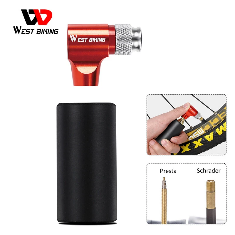 WEST BIKING Mini Bicycle Tire Tube Pump Ball Air CO2 Inflator Bike Cycling Pump - Image 2 of 4