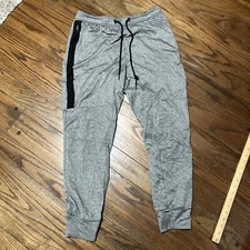 American Eagle Joggers Men's M Gray Heathered Drawstring Waist Side Stripe