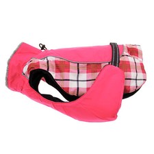 Doggie Design Alpine Dog Coat Raspberry Plaid Waterproof Fleece Sizes XS/5XL NEW