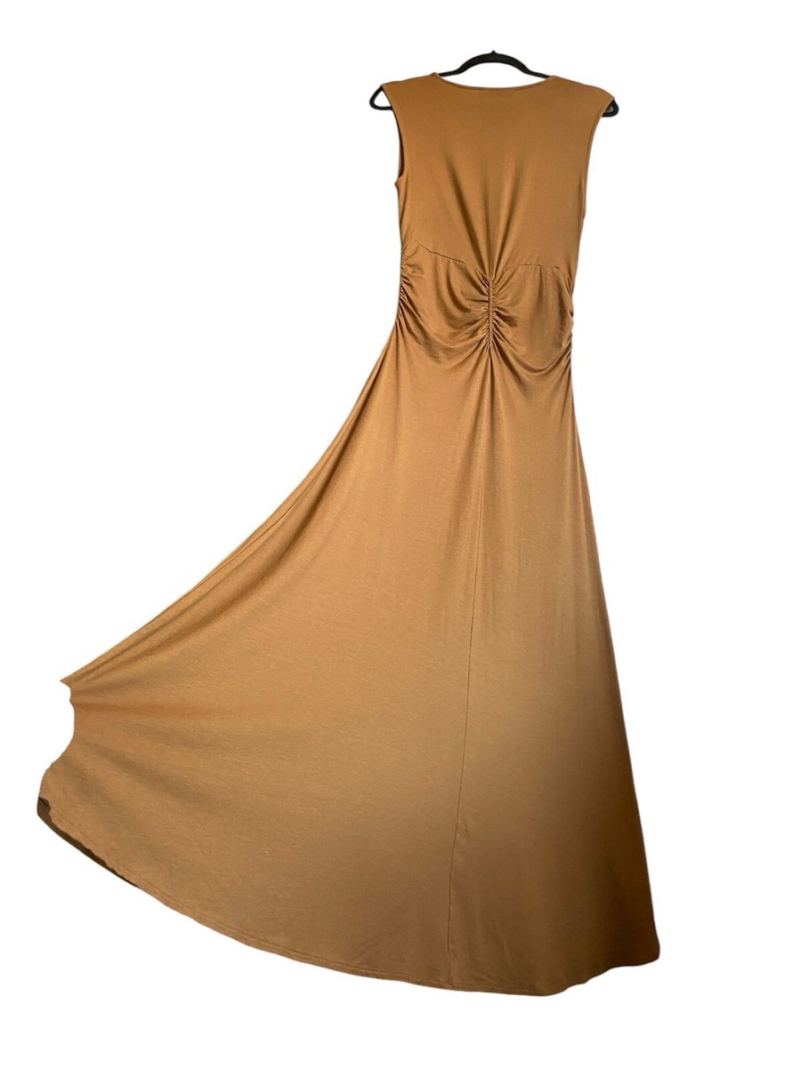 MANGO Exclusive Collection Jersey Maxi Dress With Gathered Waist Size US 6  | eBay