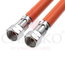 CAMPKO Gasschlauch 2 x 1/4" links - 1000 mm 100cm 1m orange Grillschlauch