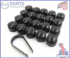 WHEEL NUT COVERS FOR SKODA FABIA OCTAVIA SUPERB 17mm LOCKING BOLT CAPS BLACK x20