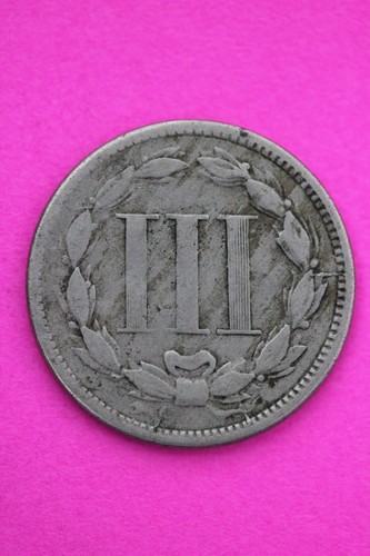 1867 Three 3 Cent Nickel Scarce Semi Key Date Type Coin Philadelphia Mint 193 - Picture 2 of 4
