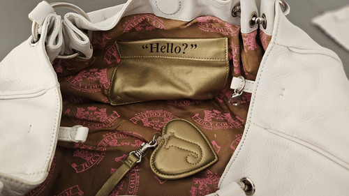 Juicy Couture Love P&G strukturierte dicke weiße Ledertasche Handtasche neu mit Etikett - Bild 6 von 9