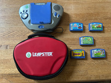 LeapFrog LEAPSTER Blue Learning Game System Lot Console, 6 Games-2 NEW  Case